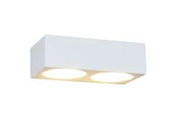LED Wandleuchte eckig aus Gips mit Up and Down Lichteffekt, Breite 23cm