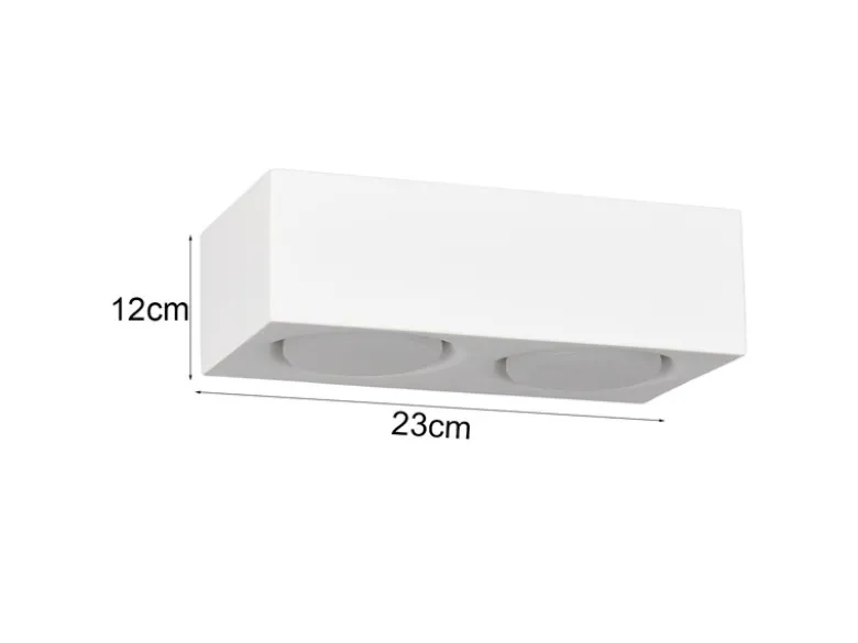 LED Wandleuchte eckig aus Gips mit Up and Down Lichteffekt, Breite 23cm