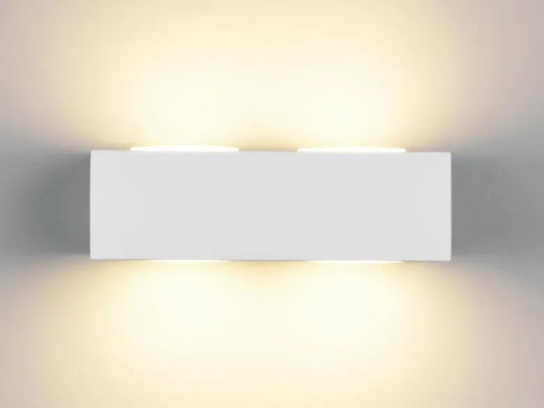 LED Wandleuchte eckig aus Gips mit Up and Down Lichteffekt, Breite 23cm