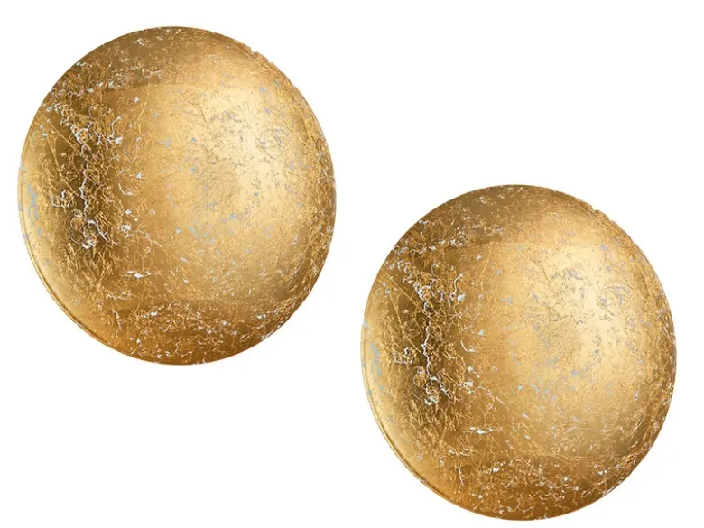 LED Wandleuchte 2er SET aus Metall in Blattgold rund, Ø 22cm