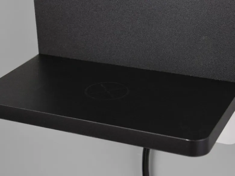 LED Wandleuchte FAIRFIELD Schwarz mit Stecker, Schalter & Ladefunktion Höhe 20cm