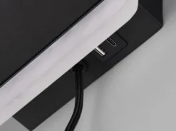 LED Wandleuchte FAIRFIELD Schwarz mit Stecker, Schalter & Ladefunktion Höhe 20cm
