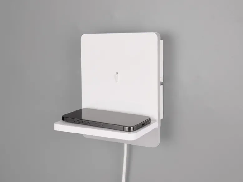 LED Wandleuchte FAIRFIELD Weiß mit Stecker, Schalter & Ladefunktion, Höhe 20cm