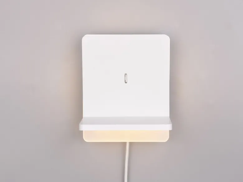 LED Wandleuchte FAIRFIELD Weiß mit Stecker, Schalter & Ladefunktion, Höhe 20cm