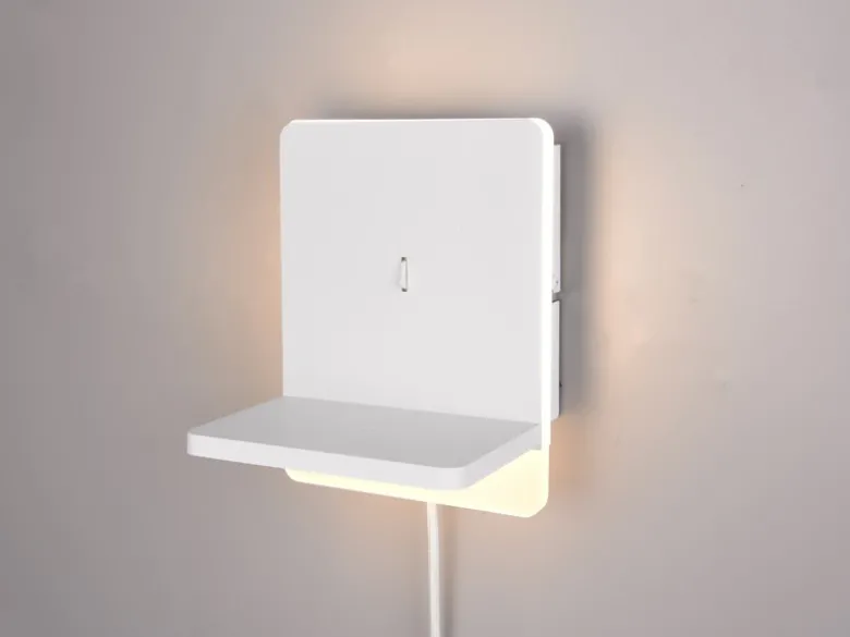 LED Wandleuchte FAIRFIELD Weiß mit Stecker, Schalter & Ladefunktion, Höhe 20cm
