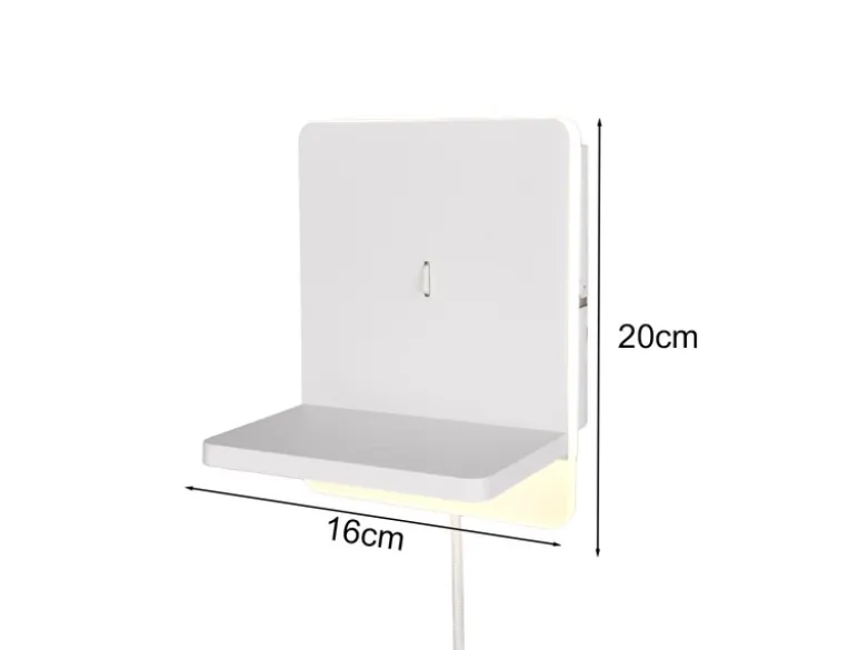 LED Wandleuchte FAIRFIELD Weiß mit Stecker, Schalter & Ladefunktion, Höhe 20cm