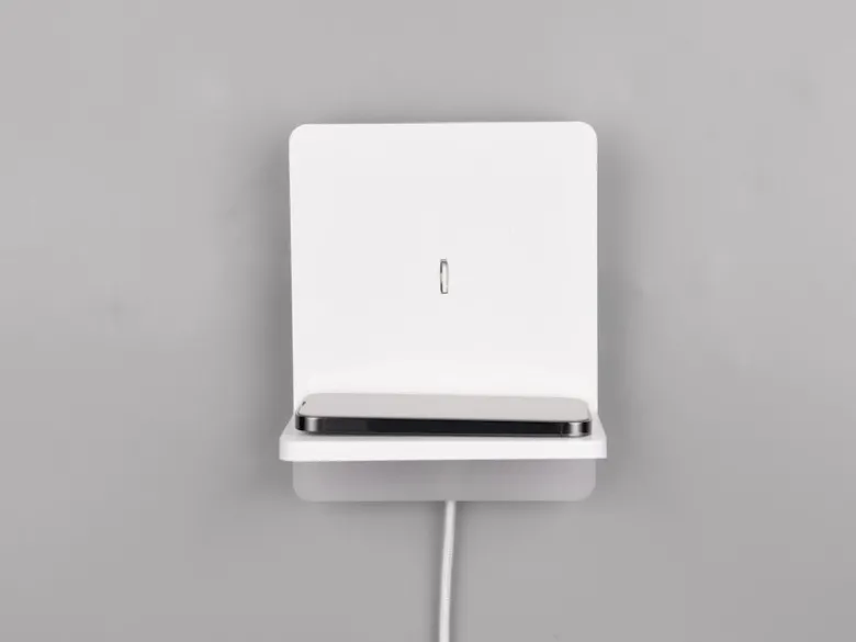 LED Wandleuchte FAIRFIELD Weiß mit Stecker, Schalter & Ladefunktion, Höhe 20cm