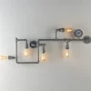 LED Wandleuchte 5-flammig in Wasserrohr Optik, Grau antik, Breite 109cm