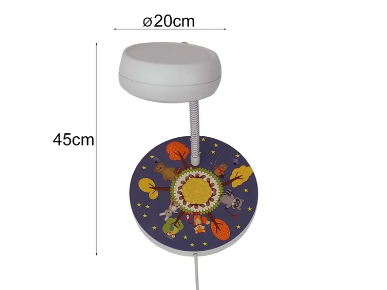 LED Wandleuchte für Kinderzimmer mit Wald-Motiven, Flexarm, Höhe 20cm