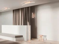 LED Wandleuchte GINKO für innen modern mit Schalter, Beige, Höhe 45cm