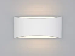 LED Wandleuchte halbrund aus Gips mit Up and Down Lichteffekt, Breite 30cm