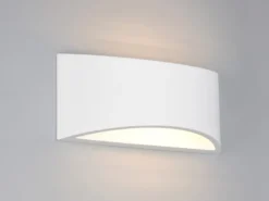 LED Wandleuchte halbrund aus Gips mit Up and Down Lichteffekt, Breite 30cm