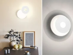 LED Wandleuchte HENNES Weiß rund mit verstellbarem Ring, Ø 18cm