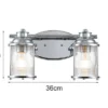LED Wandleuchte in Chrom für Badezimmer & Wohnraum, 2-flammig Breite 36cm