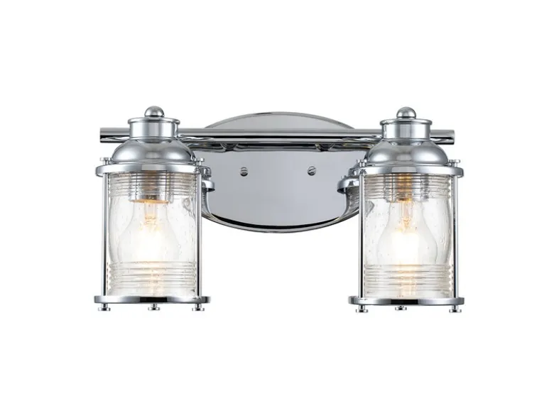 LED Wandleuchte in Chrom für Badezimmer & Wohnraum, 2-flammig Breite 36cm