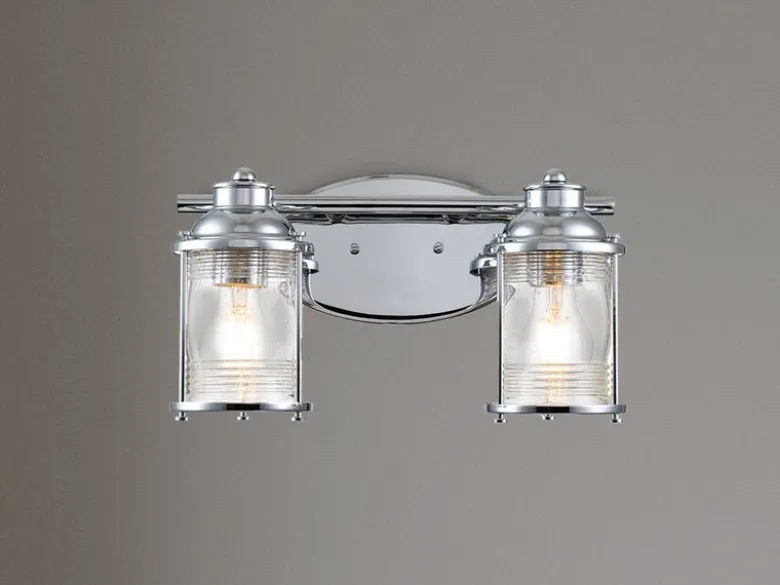 LED Wandleuchte in Chrom für Badezimmer & Wohnraum, 2-flammig Breite 36cm