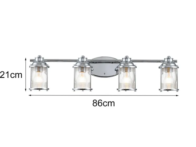 LED Wandleuchte in Chrom für Badezimmer & Wohnraum, Breite 86cm