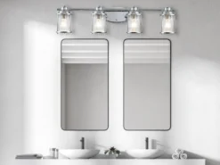 LED Wandleuchte in Chrom für Badezimmer & Wohnraum, Breite 86cm