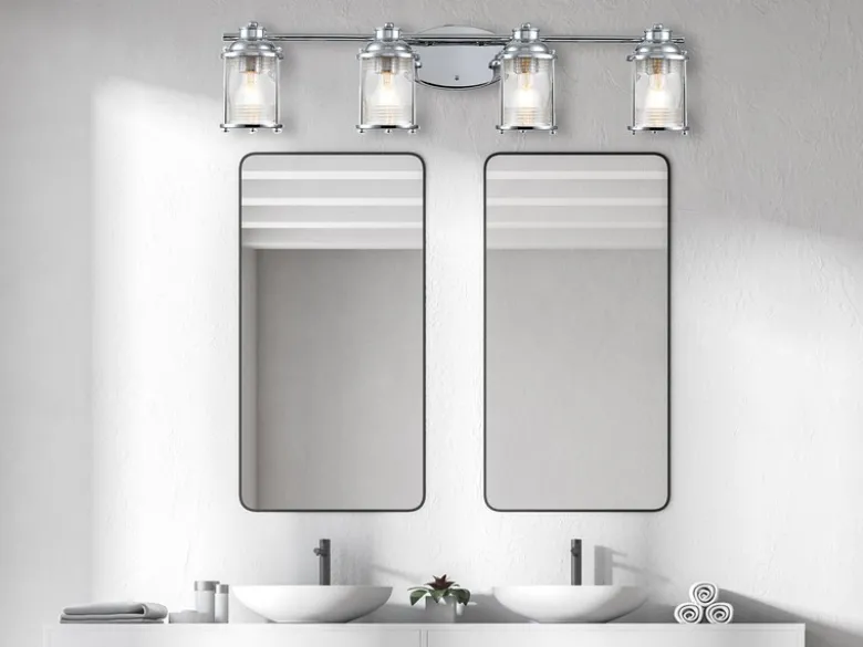 LED Wandleuchte in Chrom für Badezimmer & Wohnraum, Breite 86cm