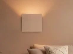 LED Wandleuchte, indirekte Beleuchtung aus Gips bemalbar, Breite 24cm