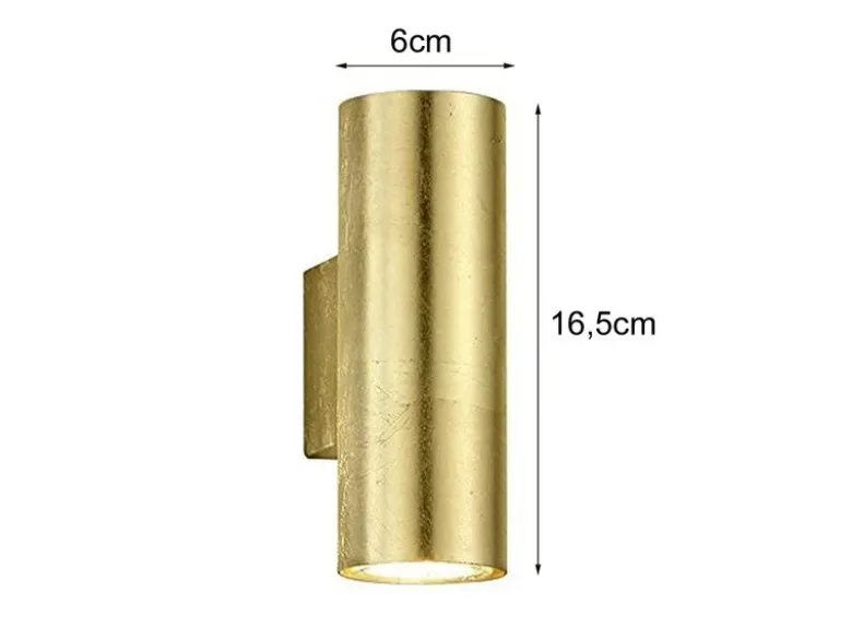 LED Wandleuchte in Gold foliert, Up & Down Strahler, Höhe 16,5cm