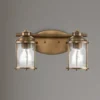LED Wandleuchte in Messing für Badezimmer & Wohnraum, 2-flammig Breite 36cm