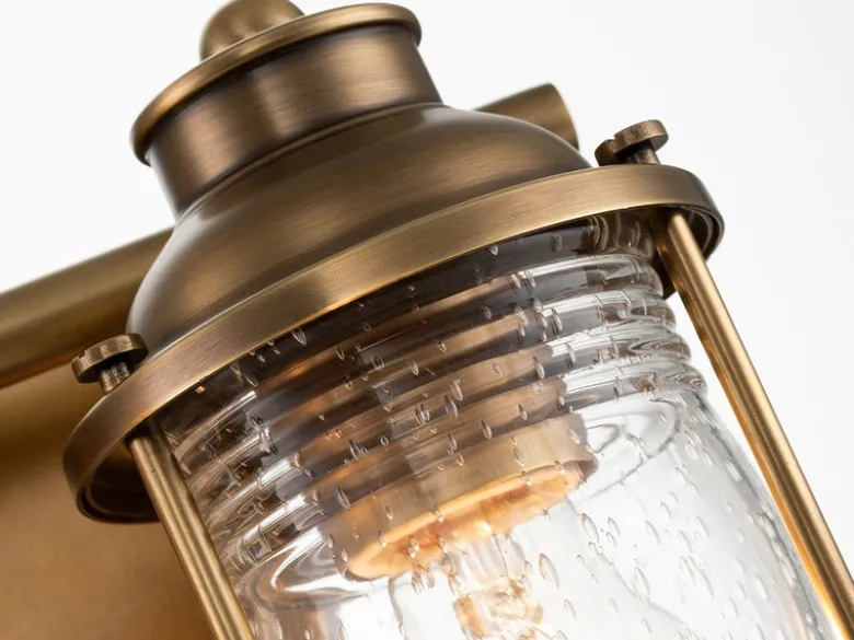 LED Wandleuchte in Messing für Badezimmer & Wohnraum, 2-flammig Breite 36cm