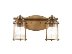LED Wandleuchte in Messing für Badezimmer & Wohnraum, 2-flammig Breite 36cm