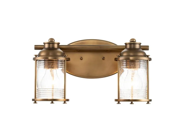 LED Wandleuchte in Messing für Badezimmer & Wohnraum, 2-flammig Breite 36cm