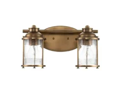 LED Wandleuchte in Messing für Badezimmer & Wohnraum, 2-flammig Breite 36cm