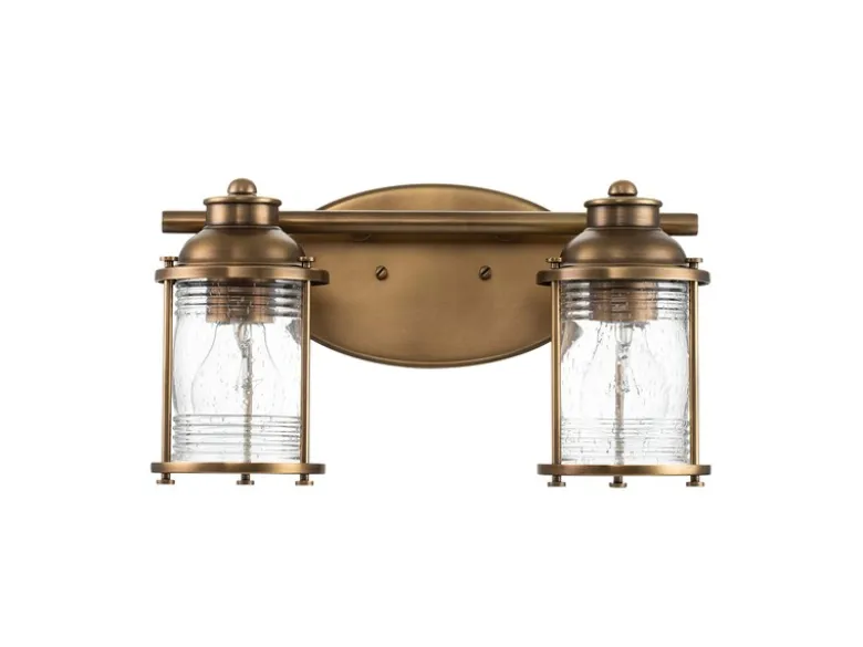LED Wandleuchte in Messing für Badezimmer & Wohnraum, 2-flammig Breite 36cm