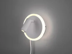 LED Wandleuchte JORDAN Weiß mit Leselampe & Stecker, Ø 15cm