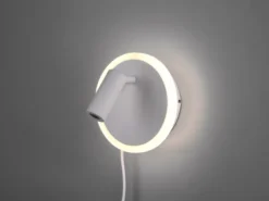 LED Wandleuchte JORDAN Weiß mit Leselampe & Stecker, Ø 15cm