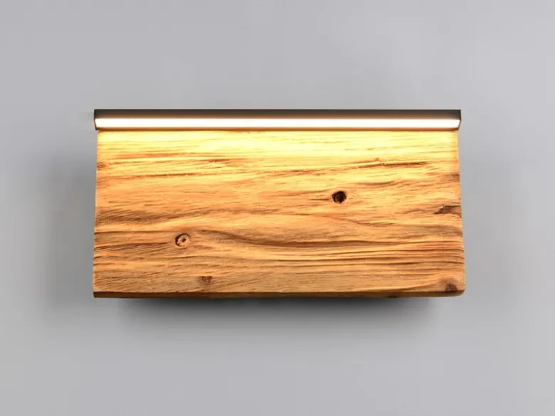 LED Wandleuchte KALEA aus Naturholz flach & dimmbar, Breite 30cm