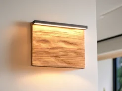 LED Wandleuchte KALEA aus Naturholz flach & dimmbar, Breite 20cm