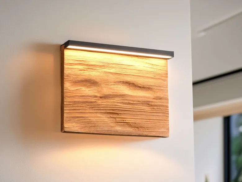 LED Wandleuchte KALEA aus Naturholz flach & dimmbar, Breite 20cm
