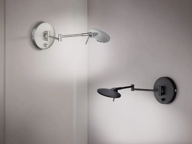 LED Wandleuchte KAZAN Schwarz verstellbar stufenlos dimmbar, Breite 55cm