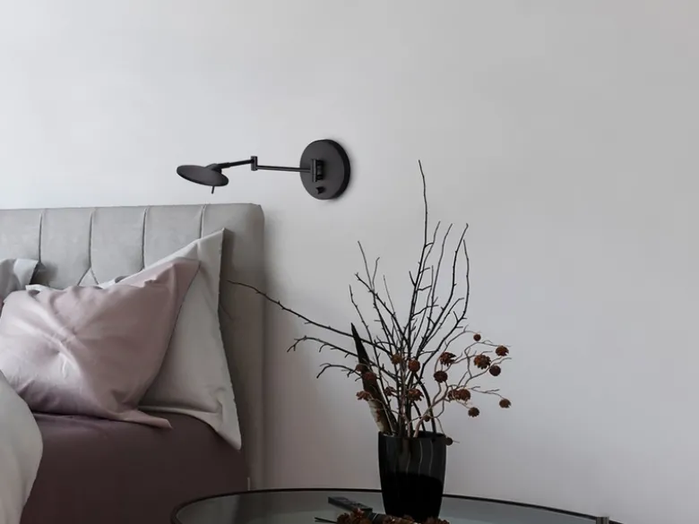 LED Wandleuchte KAZAN Schwarz verstellbar stufenlos dimmbar, Breite 55cm