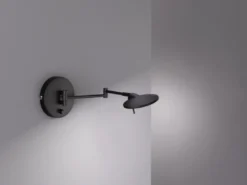 LED Wandleuchte KAZAN Schwarz verstellbar stufenlos dimmbar, Breite 55cm
