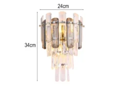 LED Wandleuchte mit Acryl Kristallen und Rauchglas Stäben, Höhe 34cm
