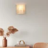LED Wandleuchte mit Lampenschirm aus Bambus & Schalter, Höhe 19cm
