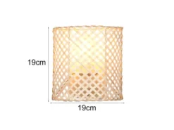 LED Wandleuchte mit Lampenschirm aus Bambus & Schalter, Höhe 19cm
