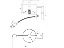 LED Wandleuchte mit Leselampe, Schalter & Stecker, Stoffschirm Weiß, Höhe 23,5cm