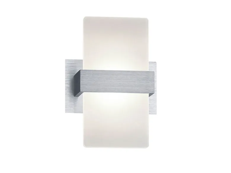 LED Wandleuchte mit Schalter, 2er SET Alu gebürstet mit Acrylglasblende, H: 18cm