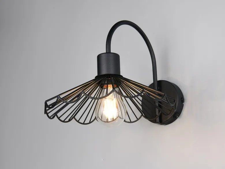 LED Wandleuchte mit Schalter & Metall Gitterschirm, Höhe 21,5cm
