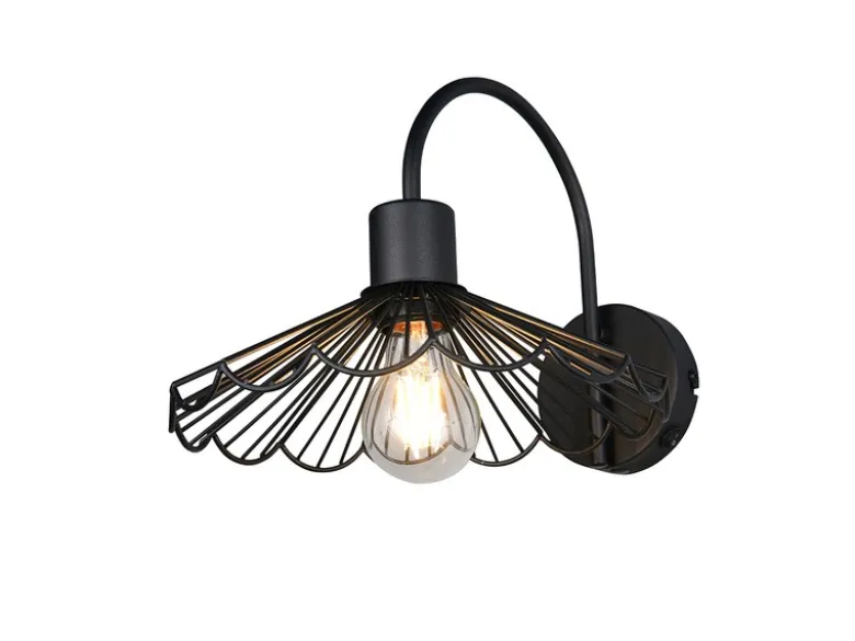 LED Wandleuchte mit Schalter & Metall Gitterschirm, Höhe 21,5cm