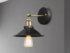 LED Wandleuchte mit schwenkbarem Metallschirm Schwarz, Höhe 20cm