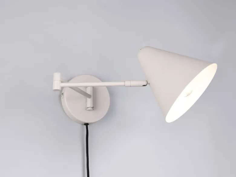 LED Wandleuchte mit Stecker, Schalter und Schwenkarm, Hellgrau, Höhe 16cm