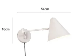 LED Wandleuchte mit Stecker, Schalter und Schwenkarm, Hellgrau, Höhe 16cm
