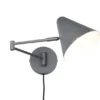 LED Wandleuchte mit Stecker, Schalter und Schwenkarm, Anthrazit, Höhe 16cm